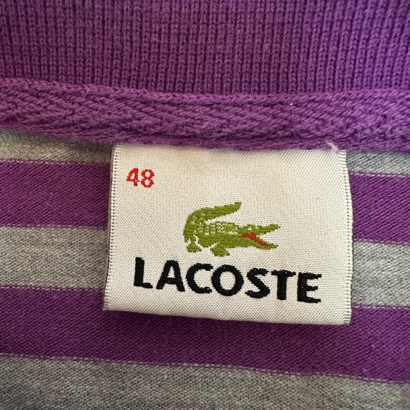 Lacoste Purple and White Striped Button-Down Shirt - Picture 8 of 10